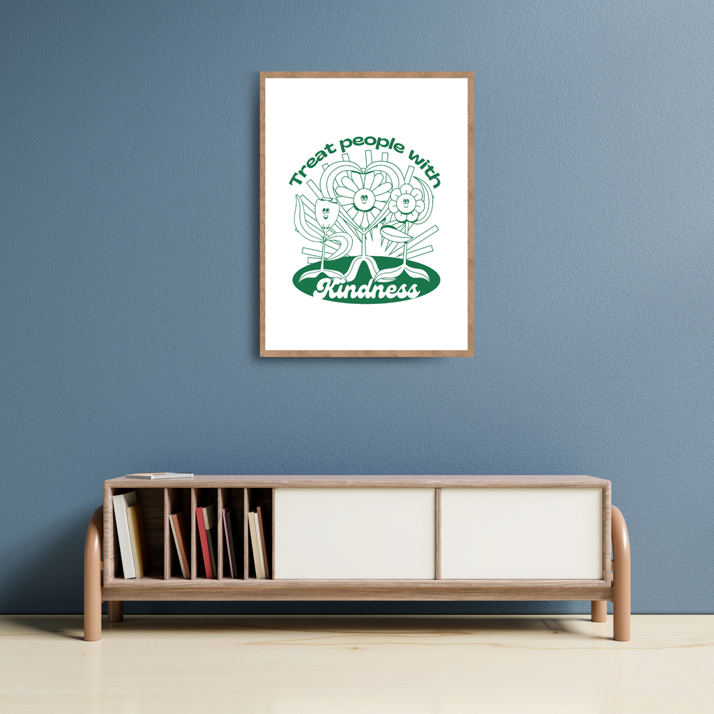 Kindness Blooms Floral Quote Poster - Inspirational Wall Art for Kids & Home Decor