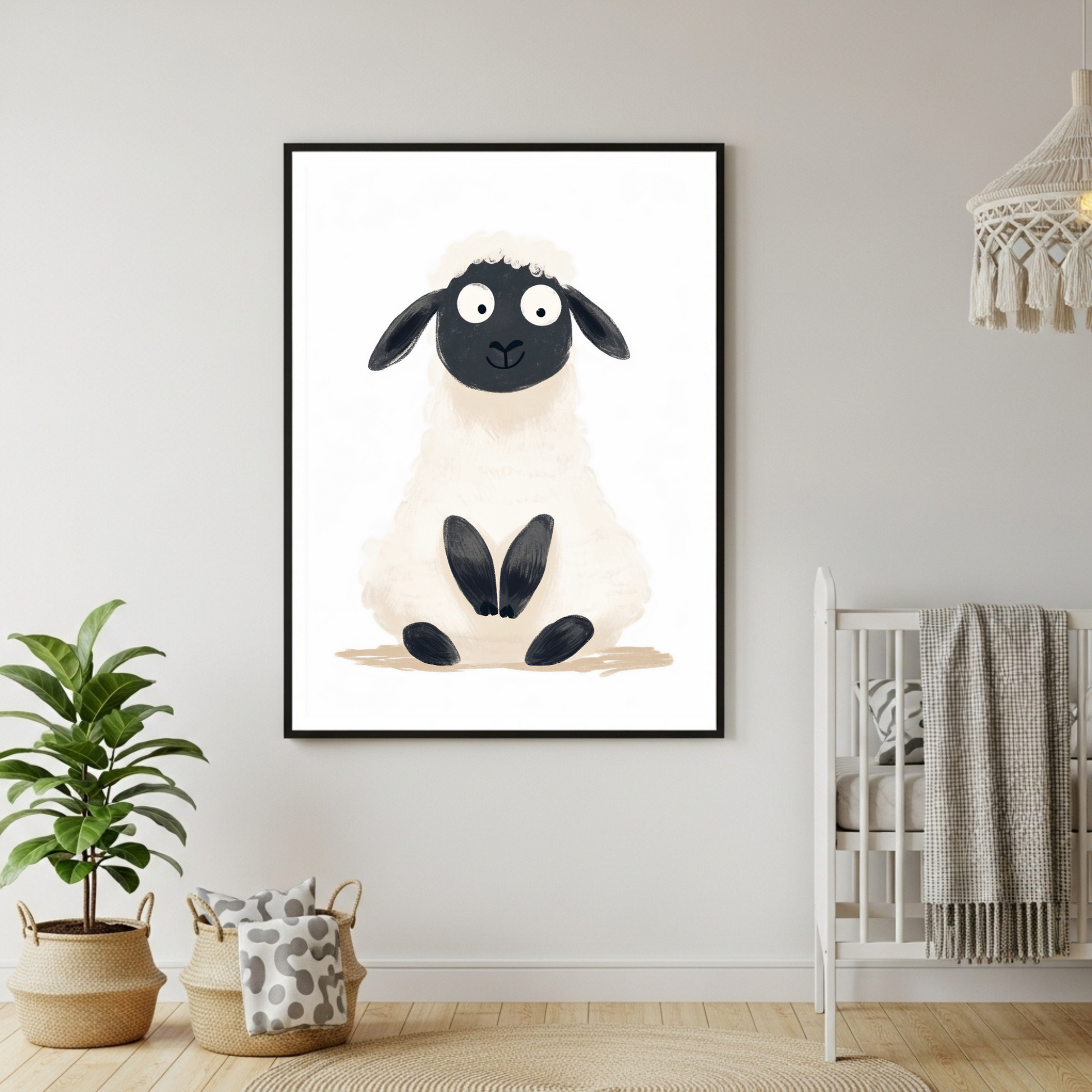 Charming Cartoon Sheep Poster - Adorable Nursery & Kids' Room Decor, in Your Choice of Perfect Size