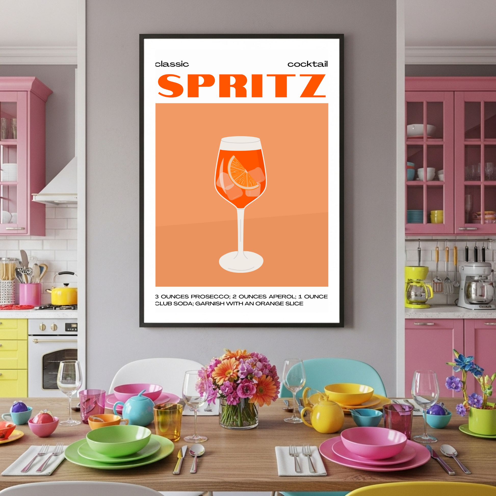 Classic Spritz Cocktail Recipe Poster – Vibrant Orange Aperol Drink Art