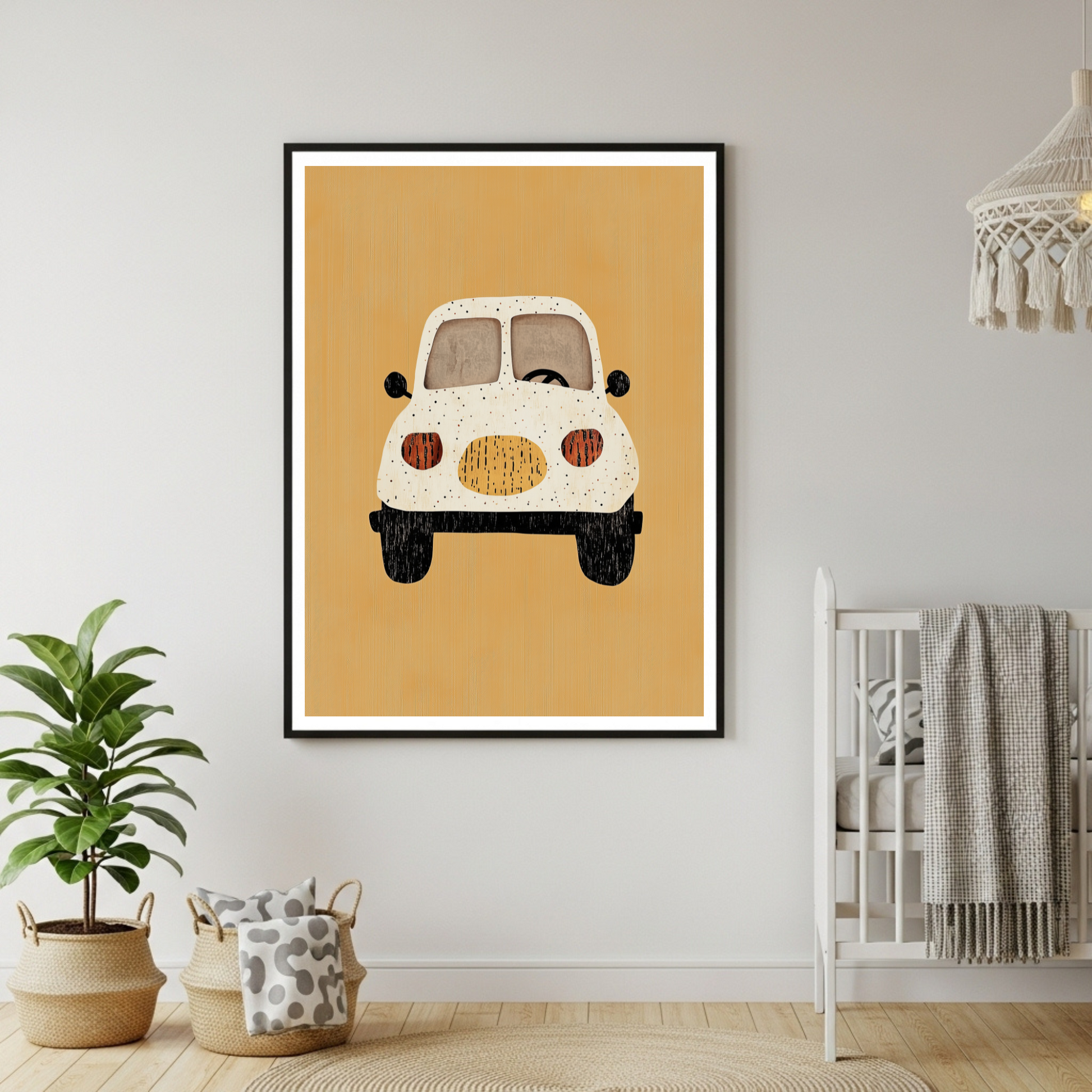 Charming Playful Car Art Poster – Ideal for Kids' Rooms & Nursery Decor