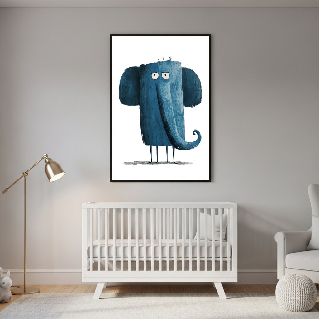 Charming Blue Cat Art Print: Playful Feline Poster for Kids & Animal Lovers – Choose Your Perfect Size