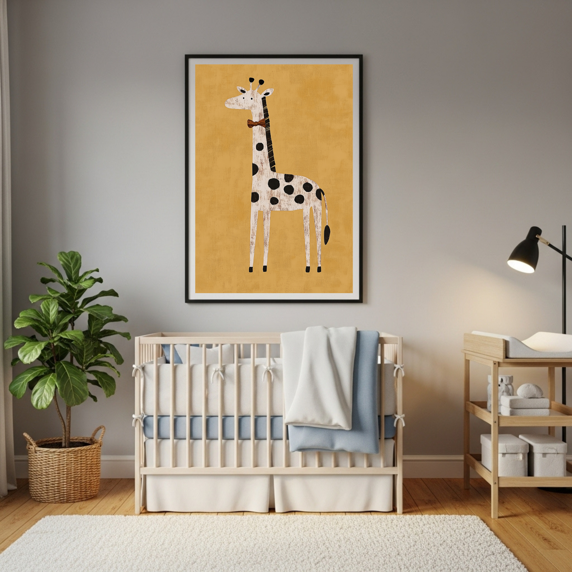 Charming Dapper Giraffe Art Print – Whimsical Bow Tie Decor for Kids & Animal Lovers