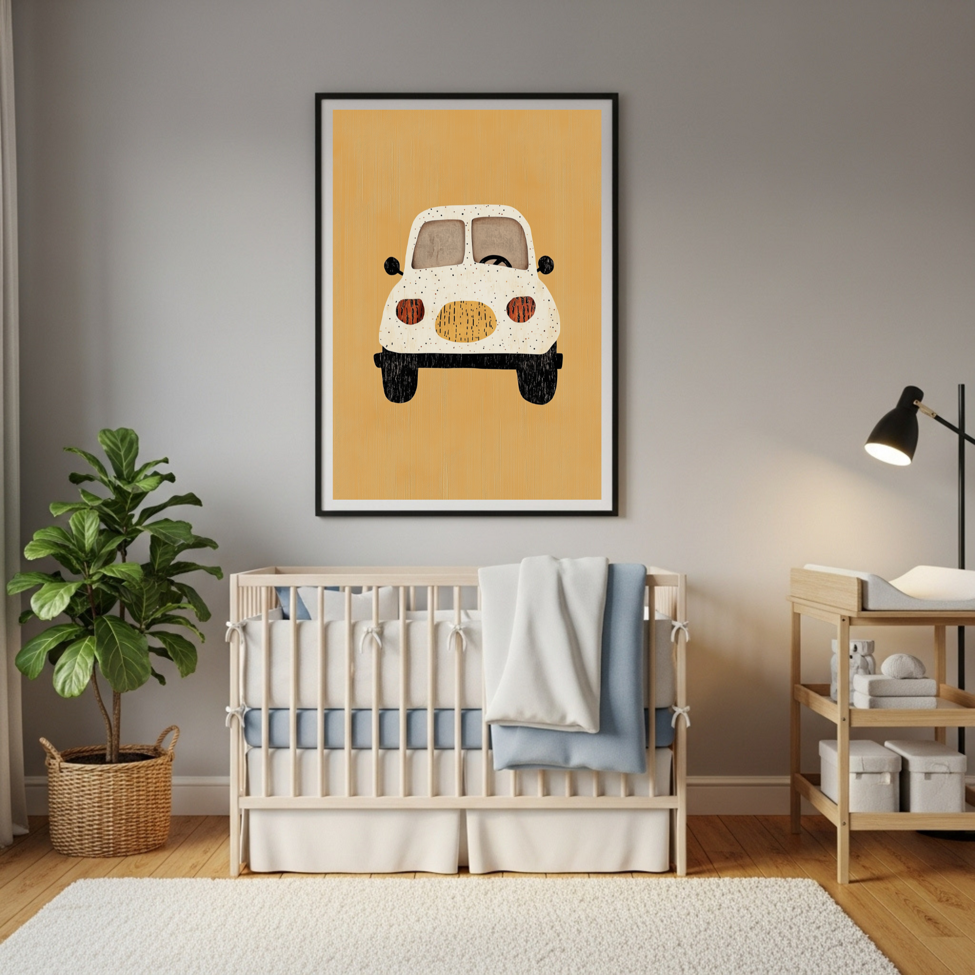 Charming Playful Car Art Poster – Ideal for Kids' Rooms & Nursery Decor