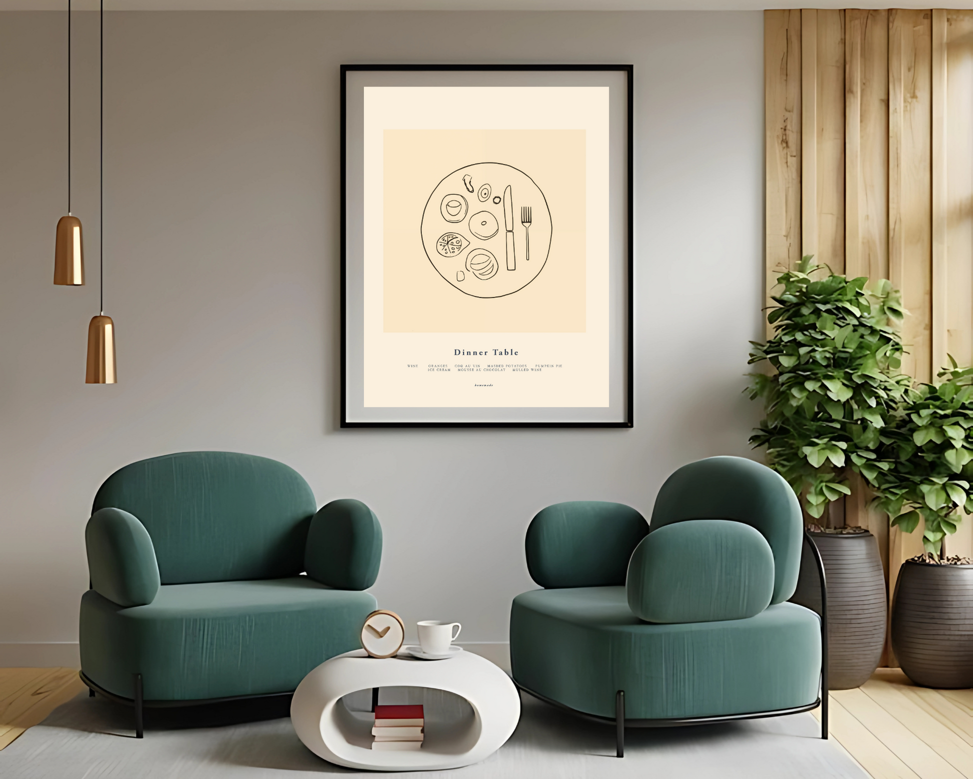 Minimalist Beige Dining Table Art Print