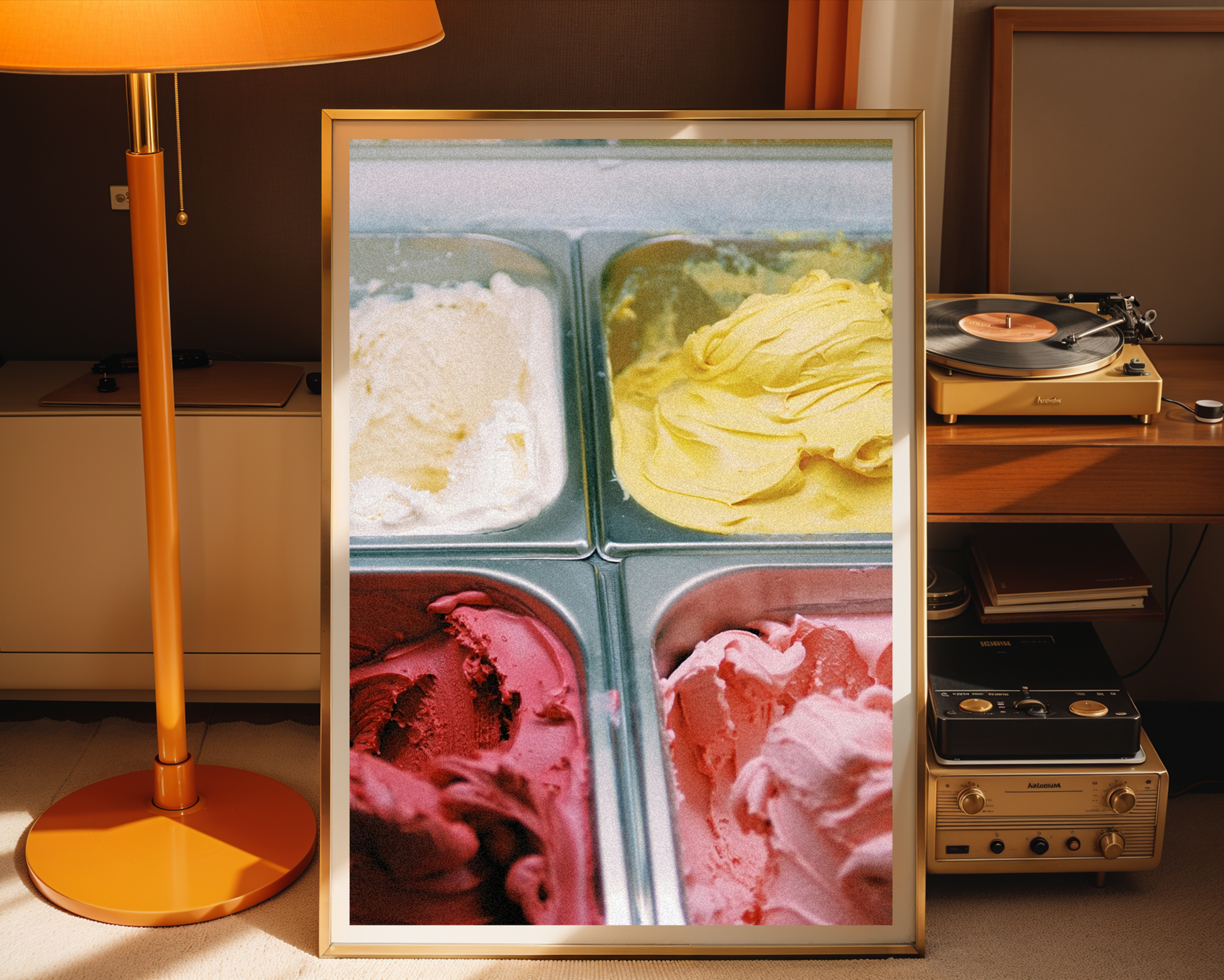 Vibrant Gelato Delights: Italian Ice Cream Art Print in a Spectrum of Sweet Hues