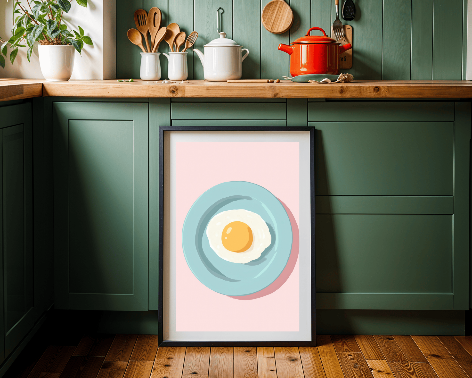 Charming Sunny Side Up Egg Poster – Playful Breakfast Art for Your Kitchen or Cafe