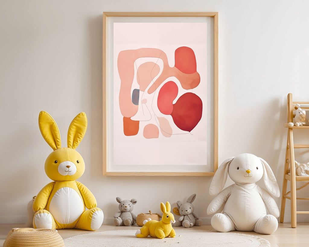 Abstract Red and Peach Shapes Art Print