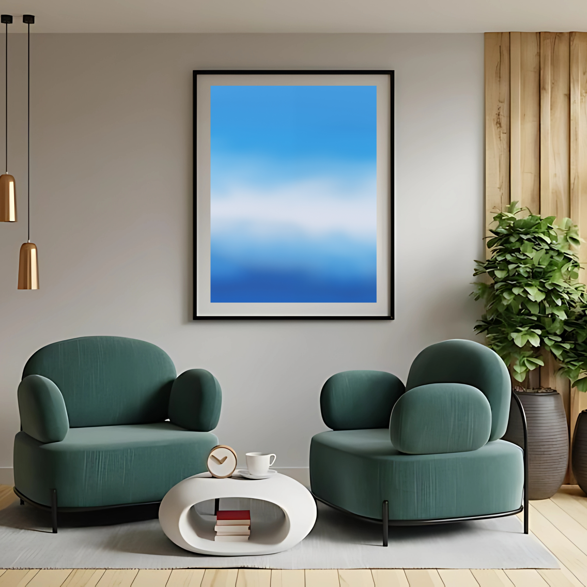 Abstract Blue Gradient Waves Art Print