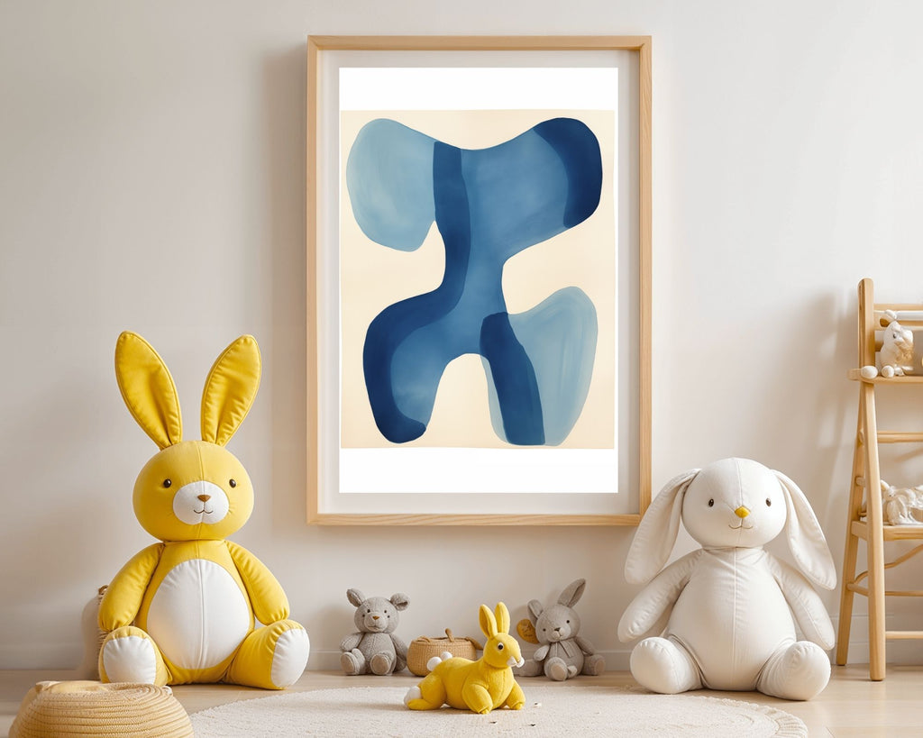 Abstract Blue Petal Shapes Art Print