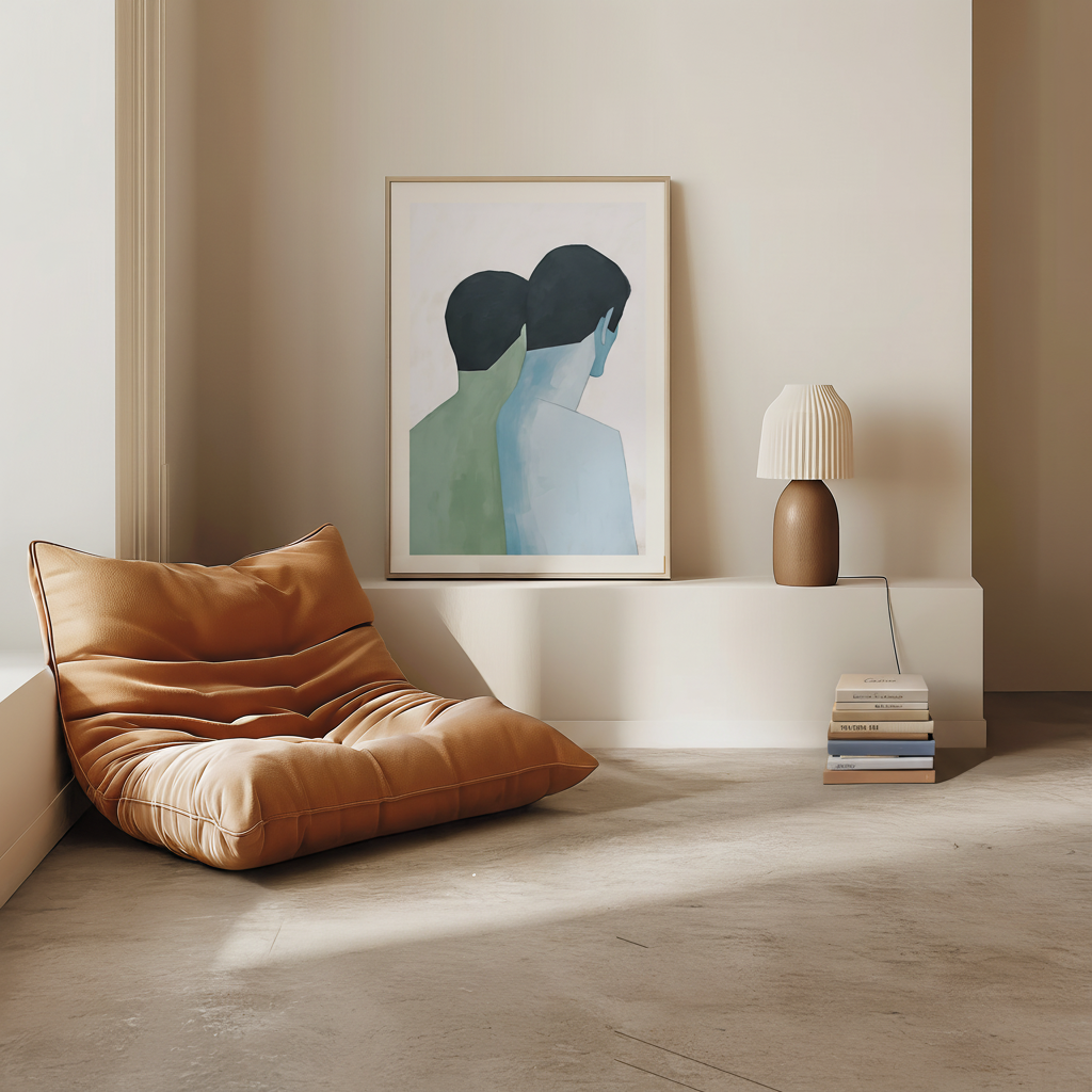 Abstract Green and Blue Figures Art Print