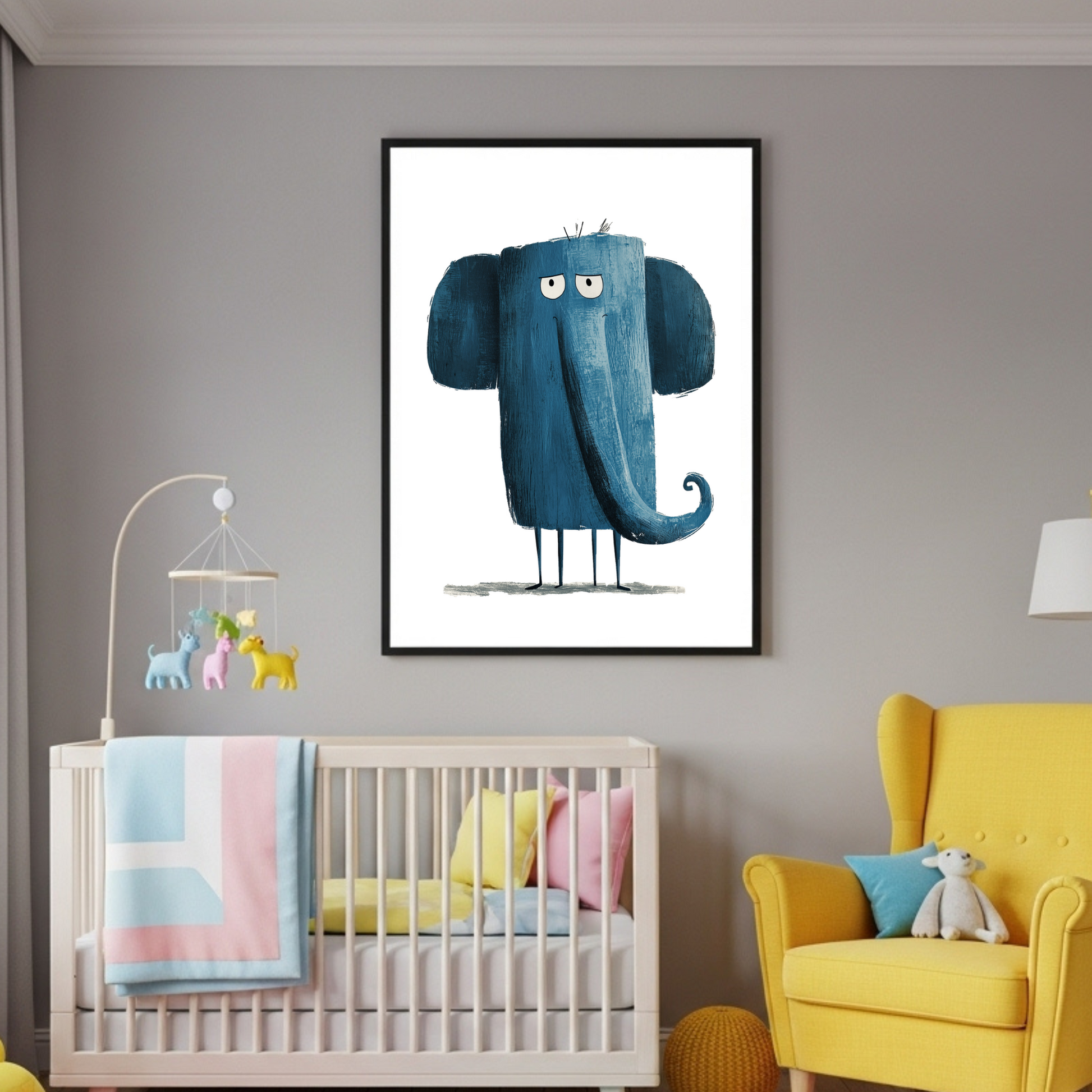 Charming Blue Cat Art Print: Playful Feline Poster for Kids & Animal Lovers – Choose Your Perfect Size