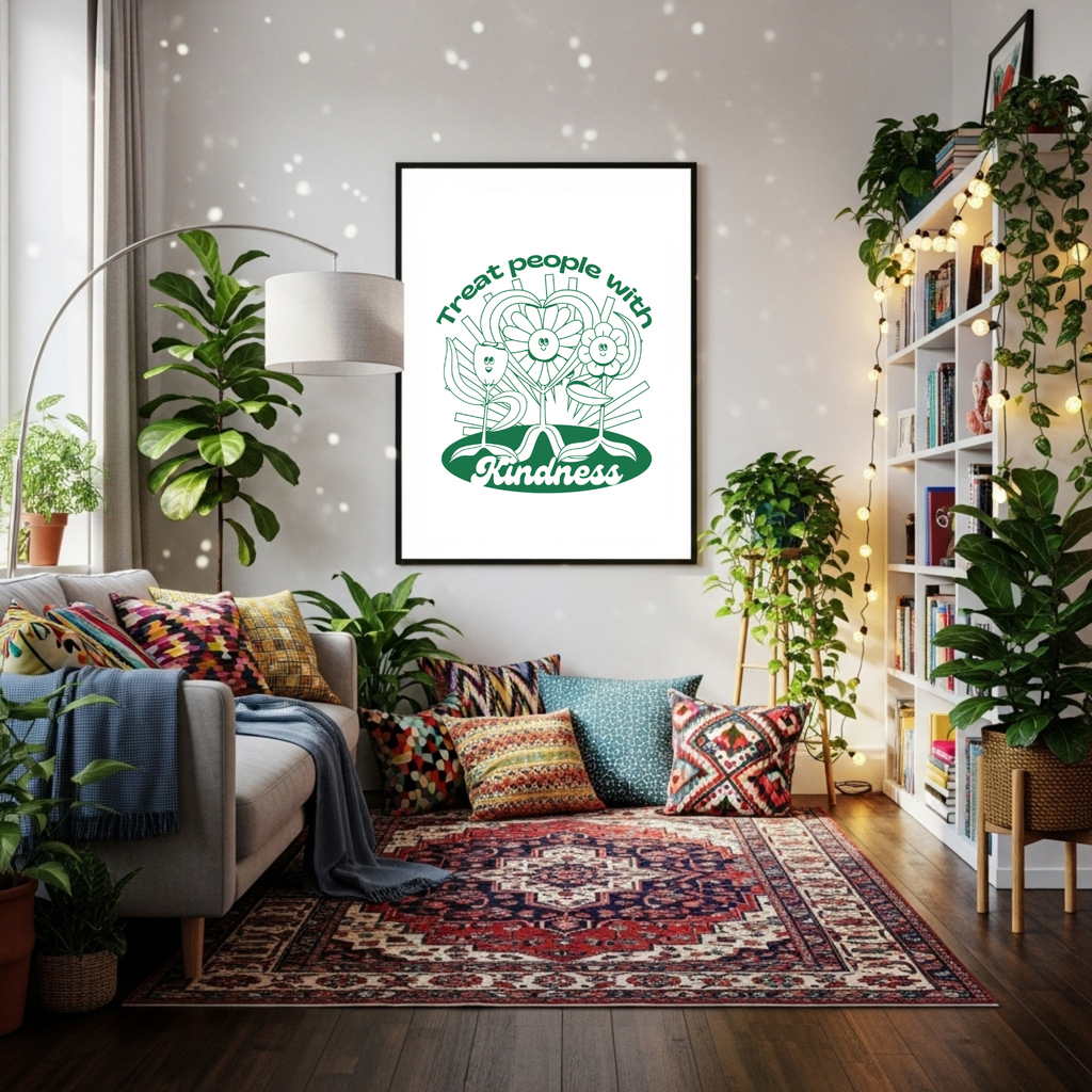 Kindness Blooms Floral Quote Poster - Inspirational Wall Art for Kids & Home Decor