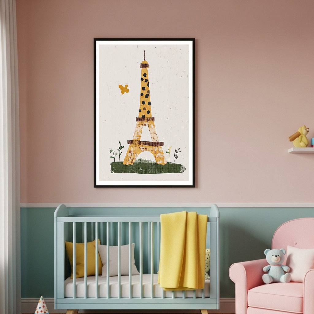 Charming Eiffel Tower Garden Poster - Whimsical Paris Art Print