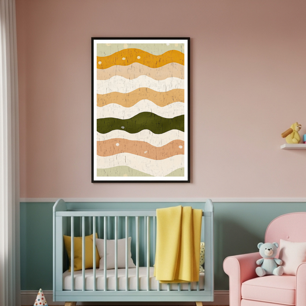 Abstract Boho Wavy Landscape Poster - Earthy Tones & Textured Art
