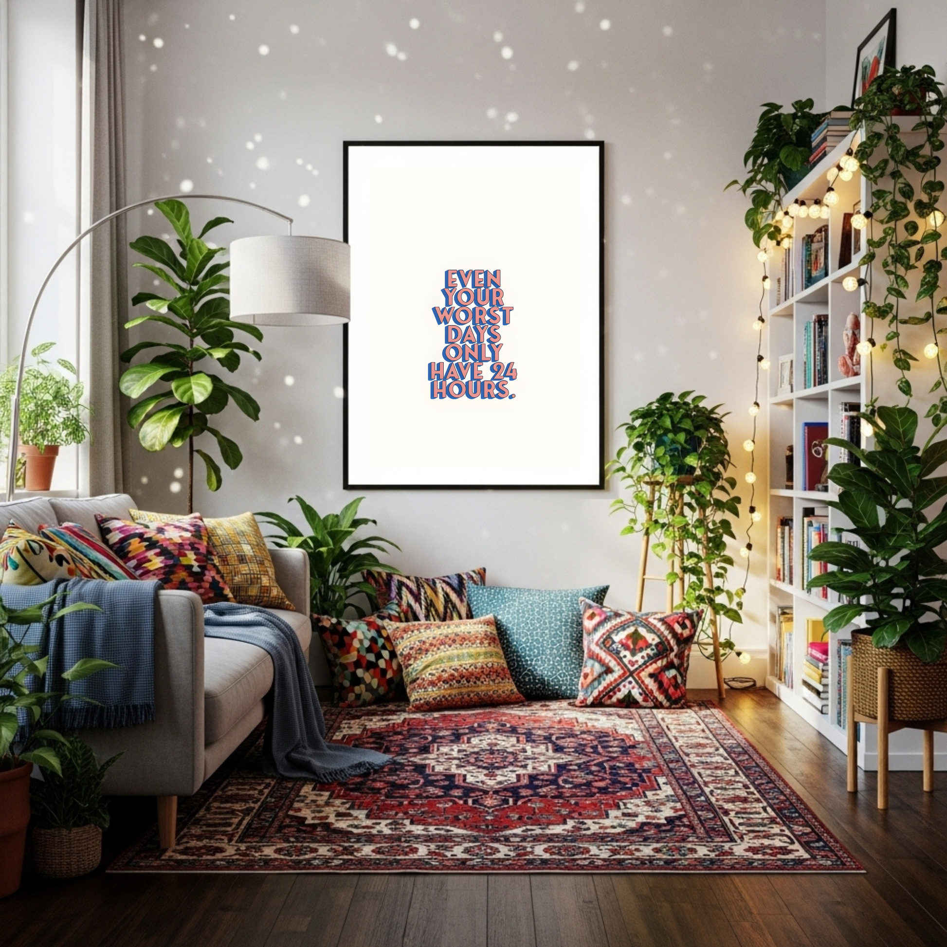 Uplifting 'Even Your Worst Days' Motivational Poster in Pink & Blue Pop Art Style, Available in Multiple Sizes