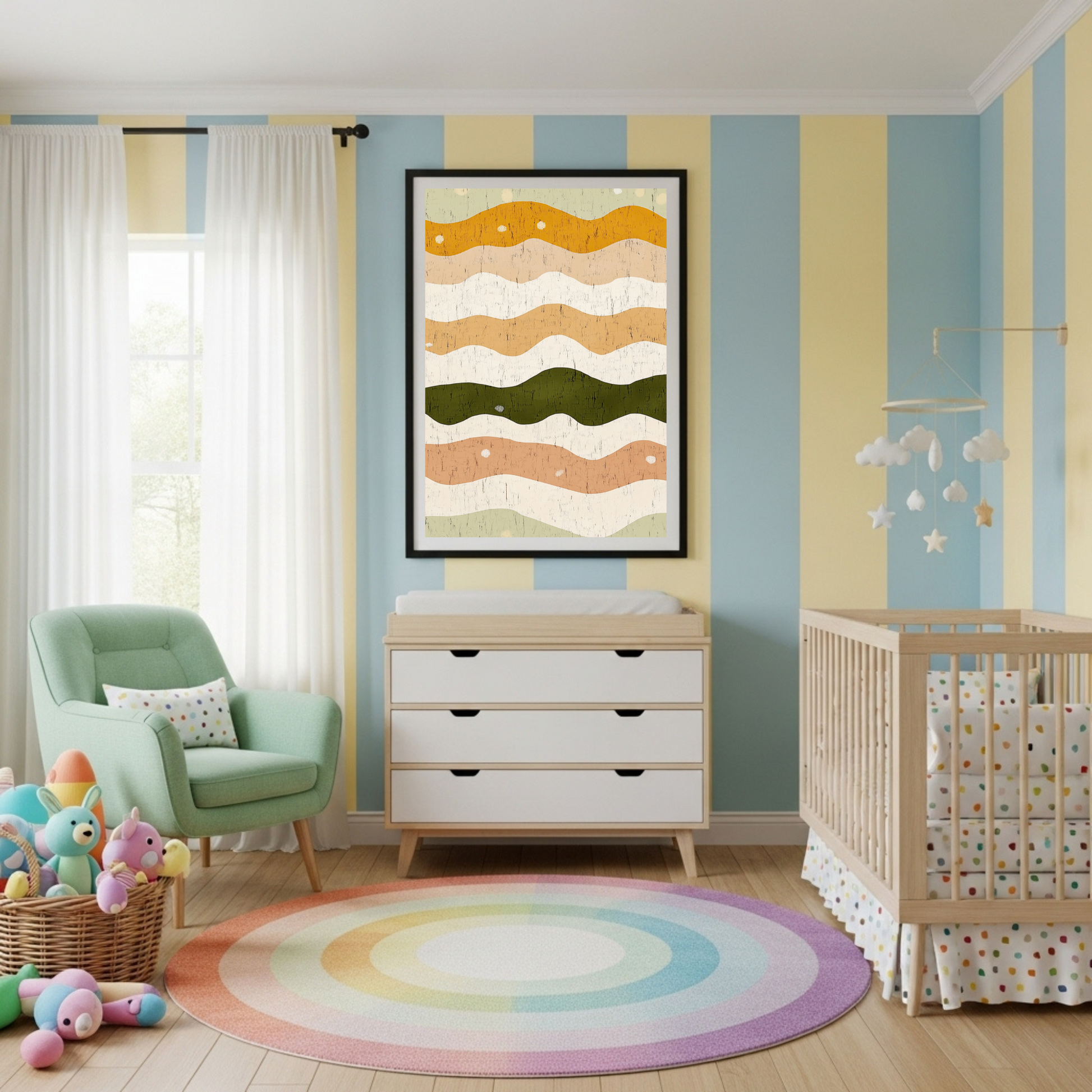 Abstract Boho Wavy Landscape Poster - Earthy Tones & Textured Art