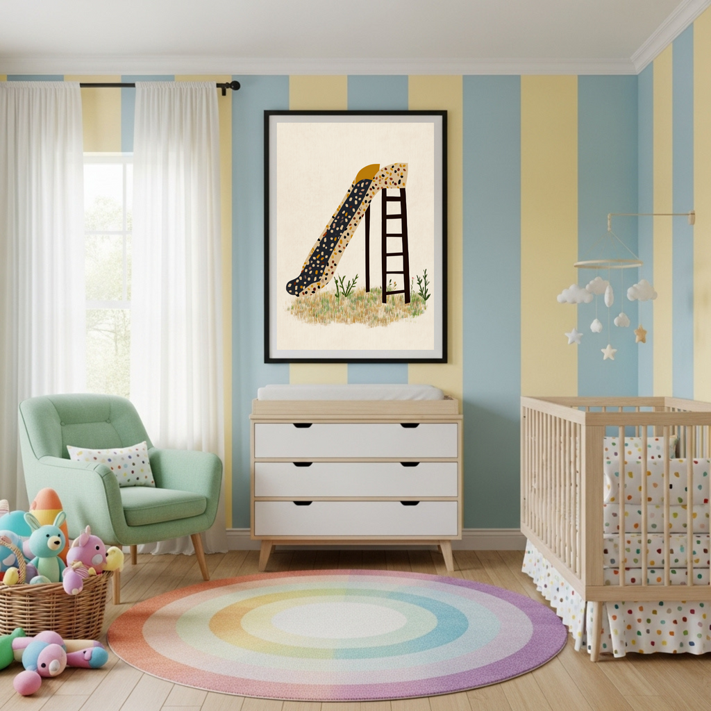 Abstract Playground Slide Poster - Playful Modern Art for Kids' Rooms & Nurseries