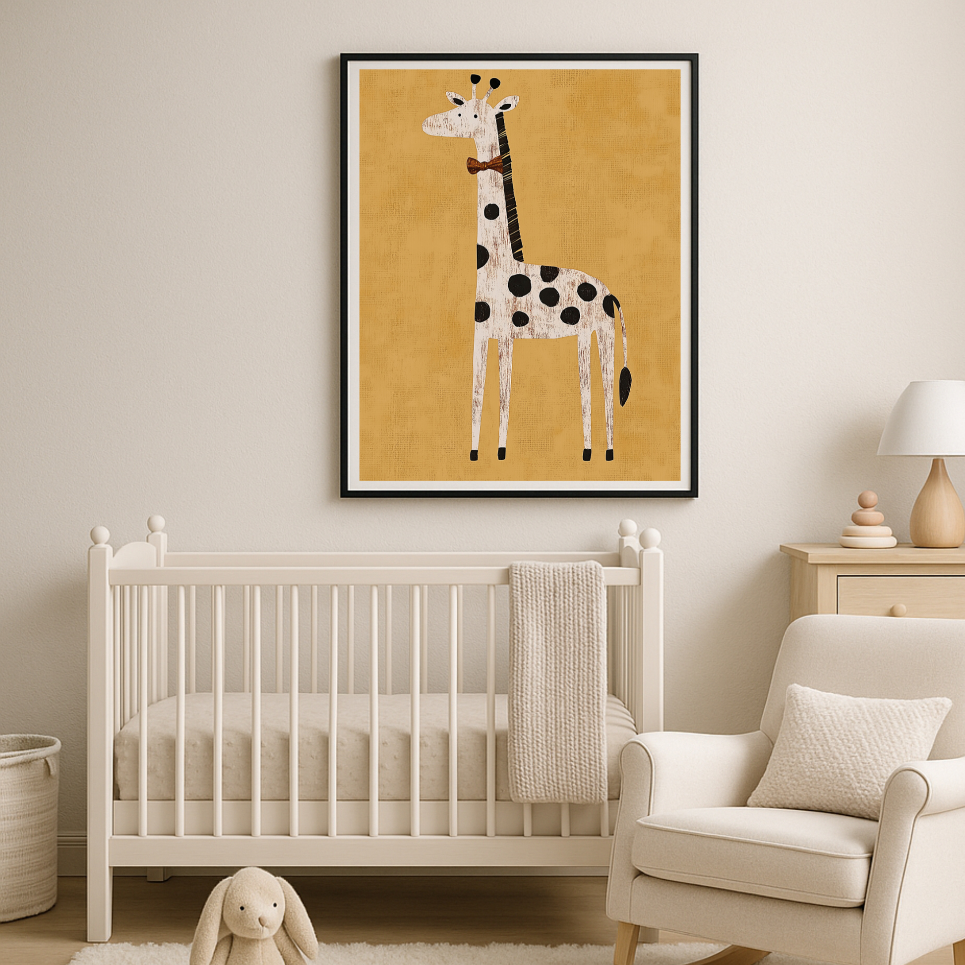 Charming Dapper Giraffe Art Print – Whimsical Bow Tie Decor for Kids & Animal Lovers