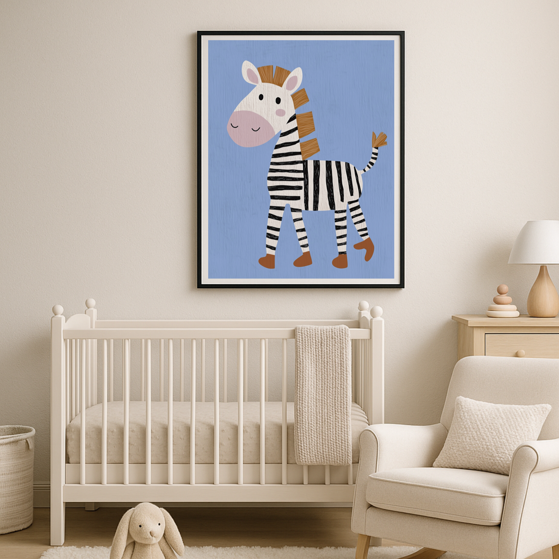 Charming Baby Zebra Poster - Whimsical Kids' Room Decor
