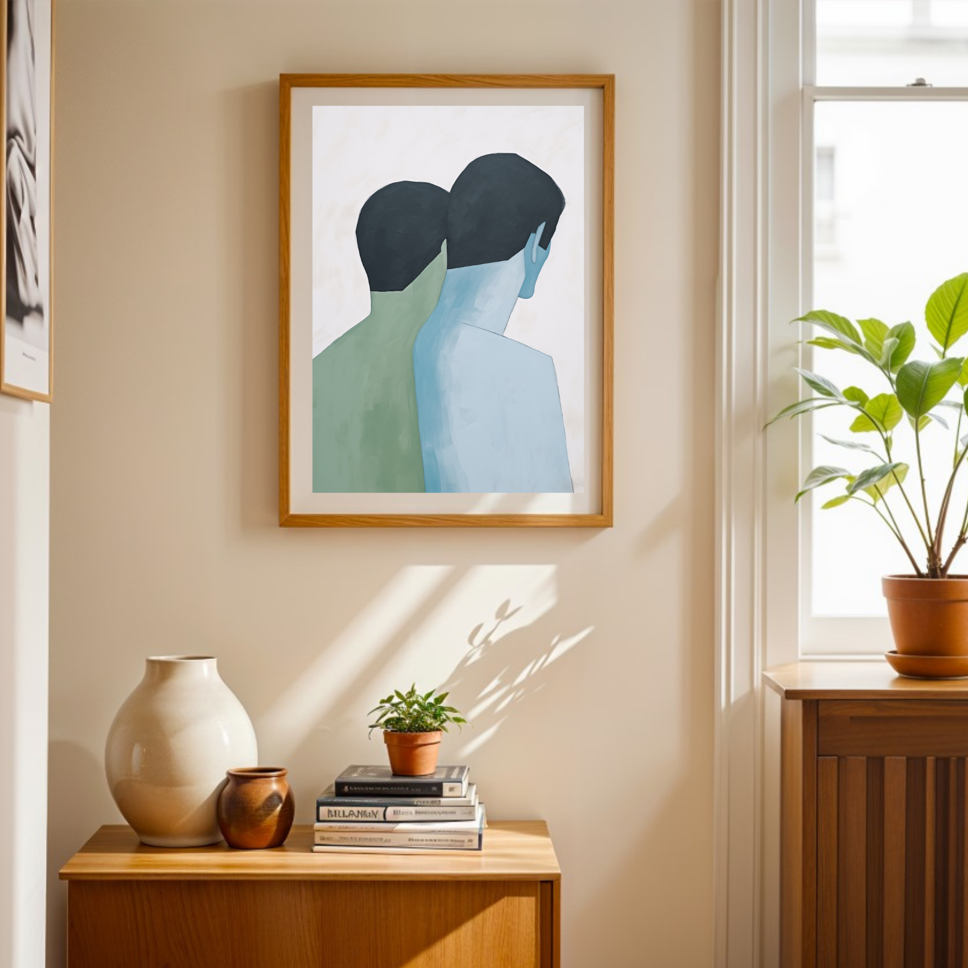 Abstract Green and Blue Figures Art Print