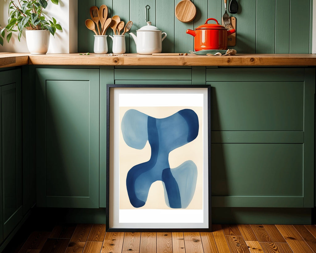 Abstract Blue Petal Shapes Art Print