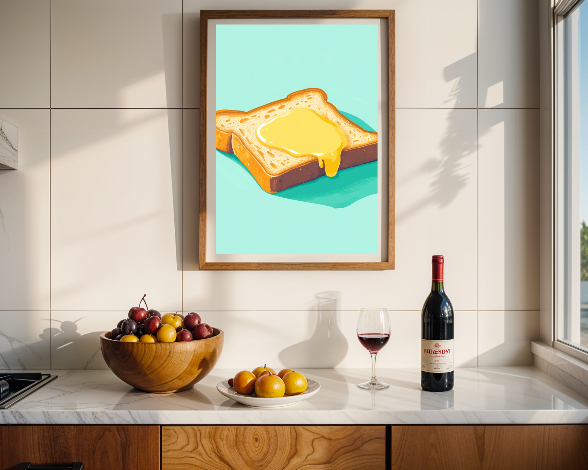 Breakfast Bliss Buttered Toast Art Print - Vibrant Kitchen & Dining Decor