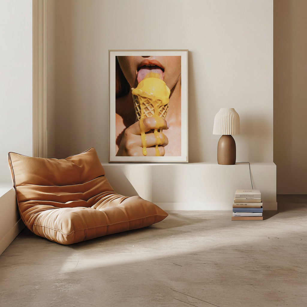 Vibrant Melted Ice Cream Cone Poster - Playful Summer Pop Art for Your Space