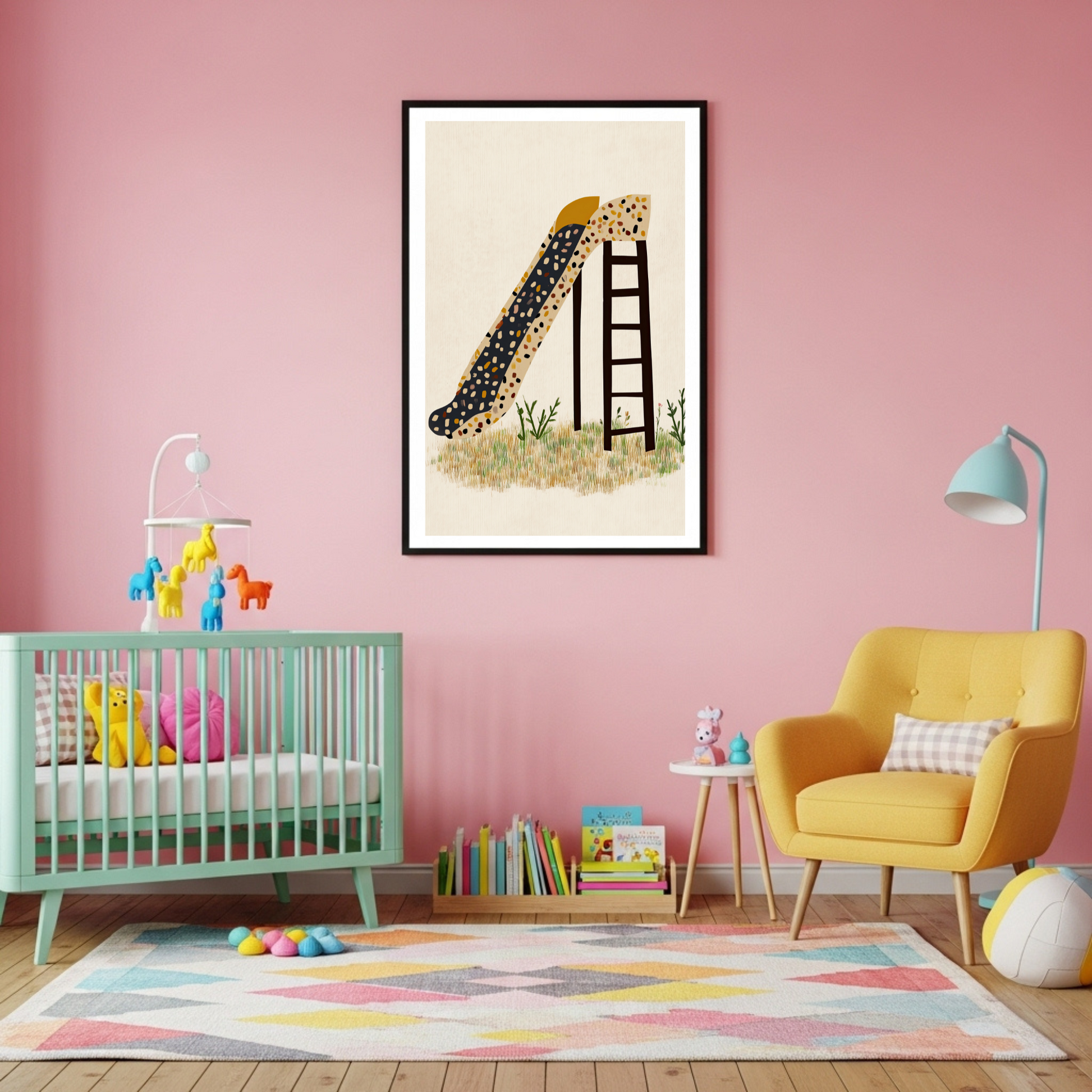 Abstract Playground Slide Poster - Playful Modern Art for Kids' Rooms & Nurseries