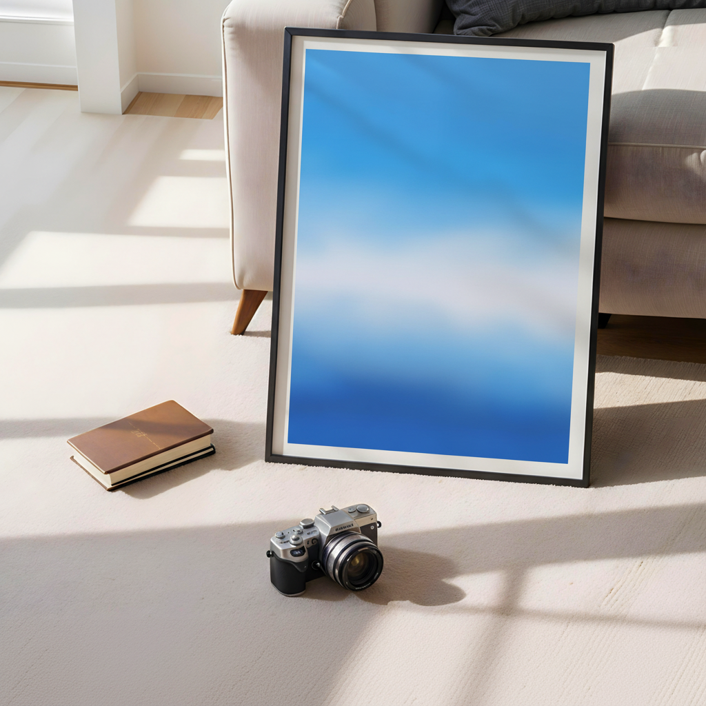 Abstract Blue Gradient Waves Art Print