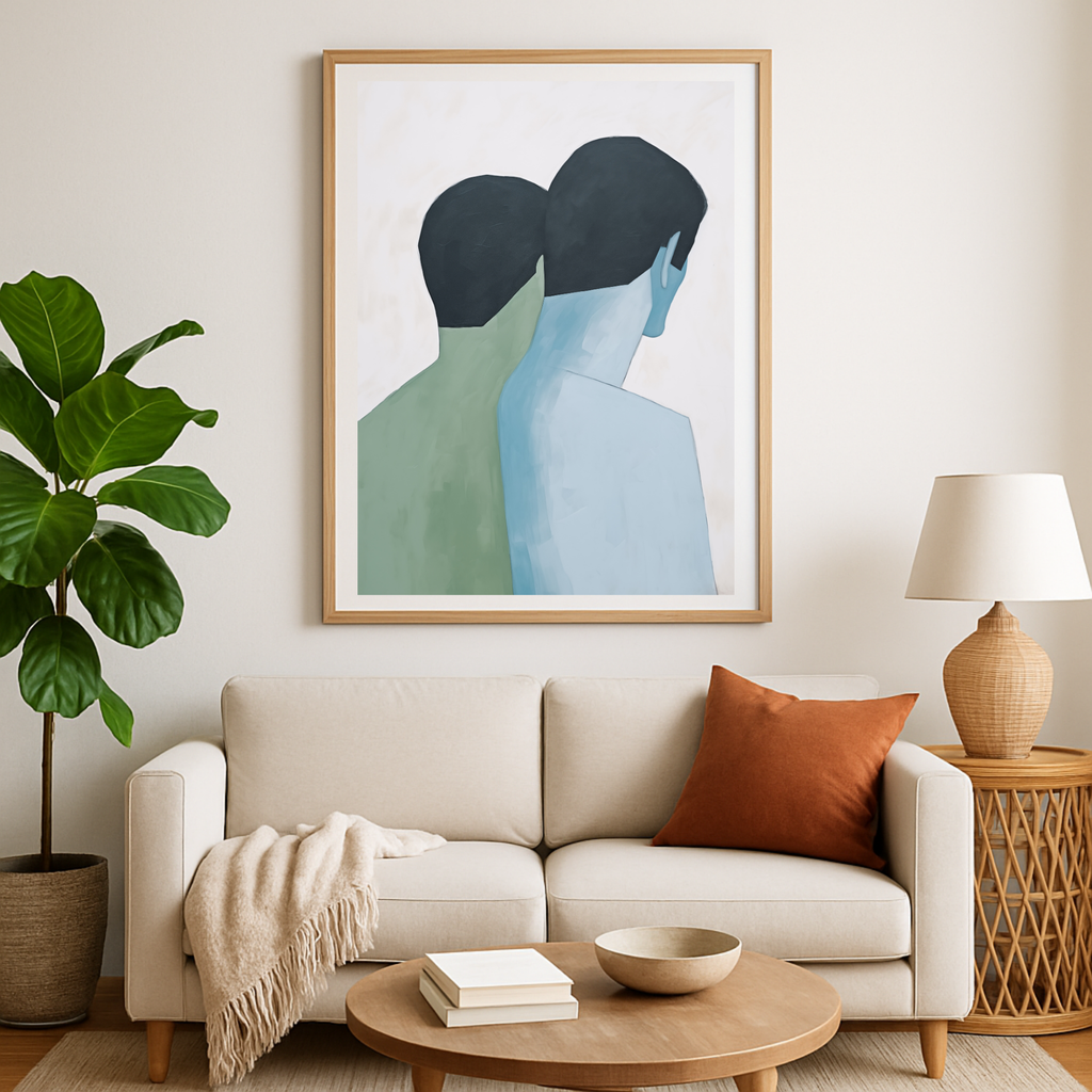 Abstract Green and Blue Figures Art Print