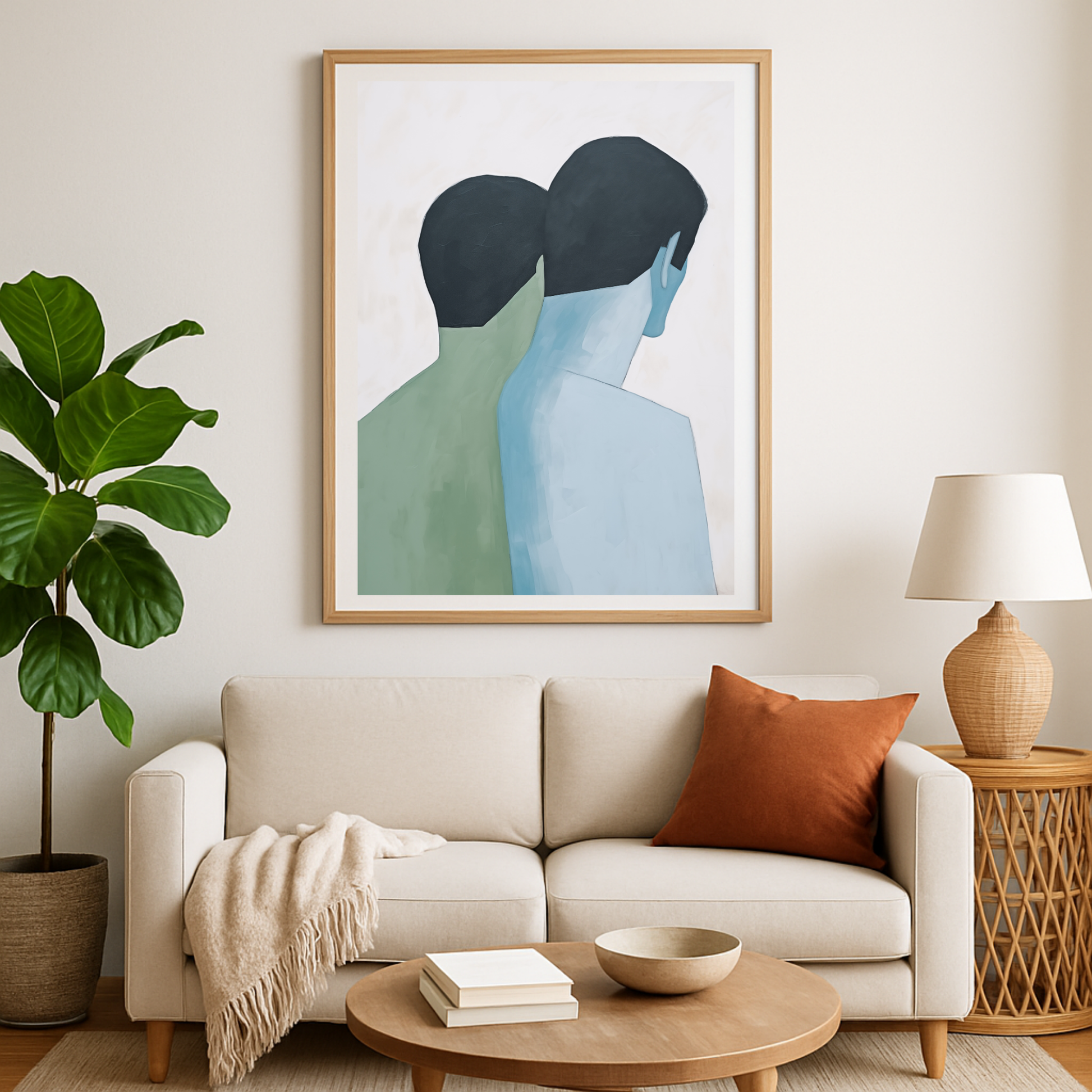 Abstract Green and Blue Figures Art Print