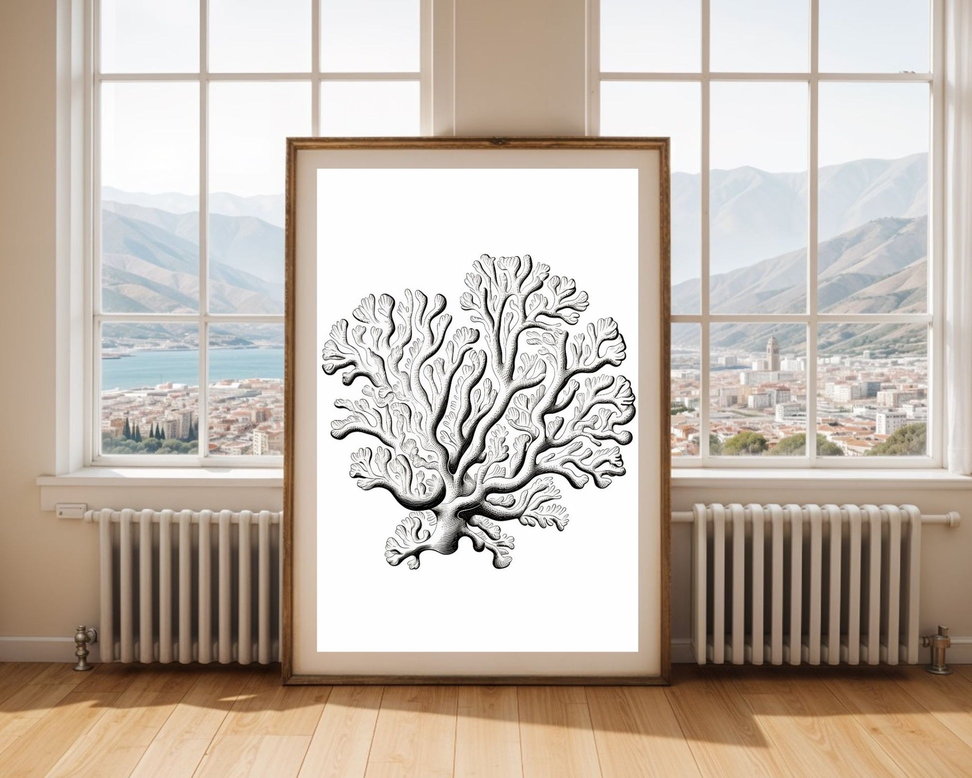 Black and White Coral Illustration Art Print