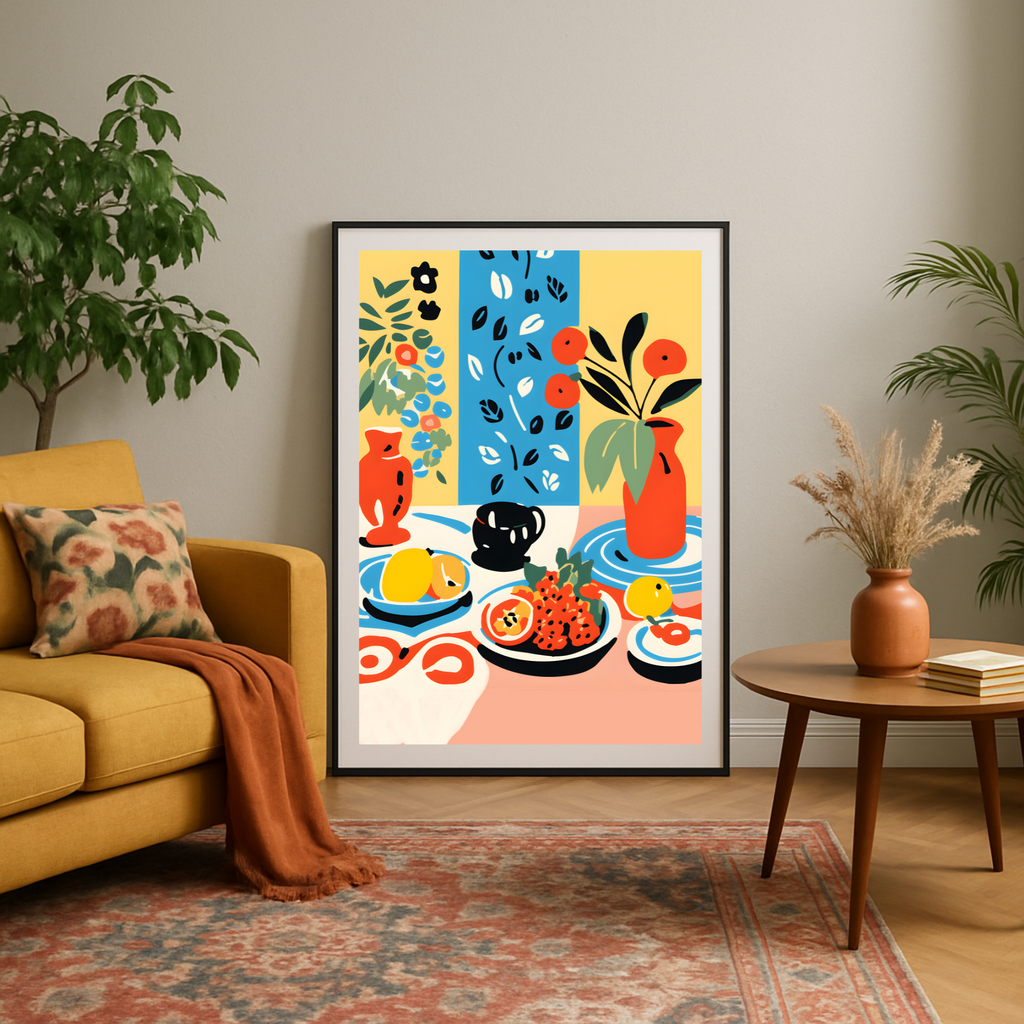 Abstract Floral Still Life Poster – Vibrant Matisse-Inspired Wall Art for Modern Spaces