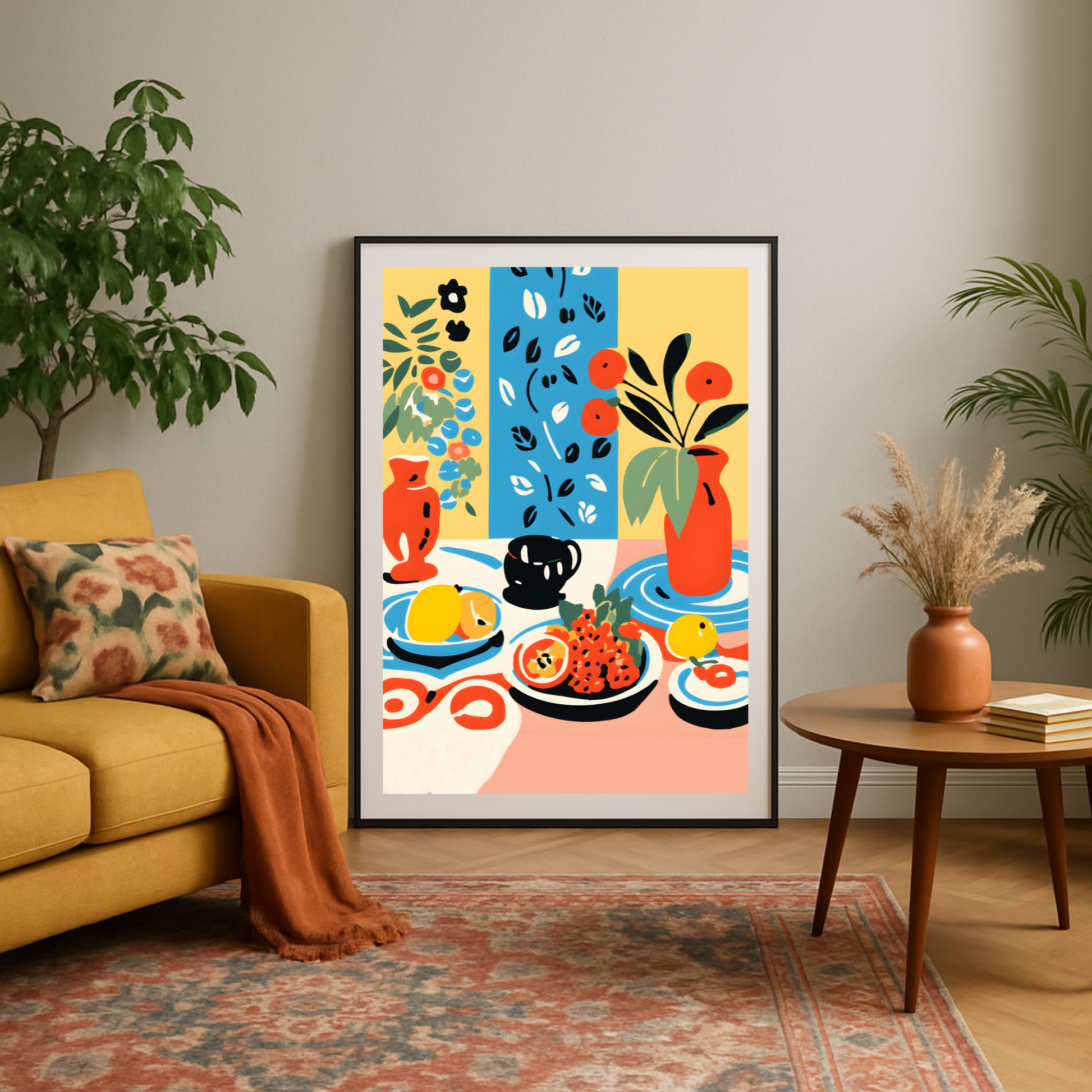 Abstract Floral Still Life Poster – Vibrant Matisse-Inspired Wall Art for Modern Spaces