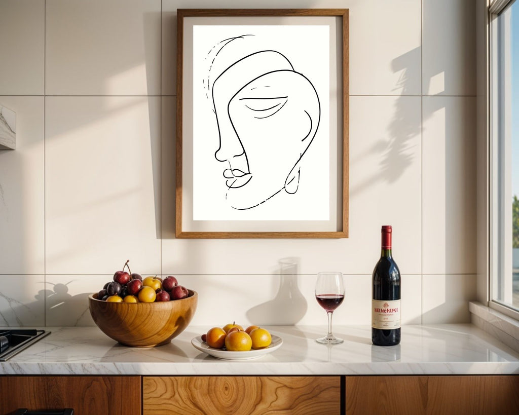 Minimalist Black Line Face Art Print