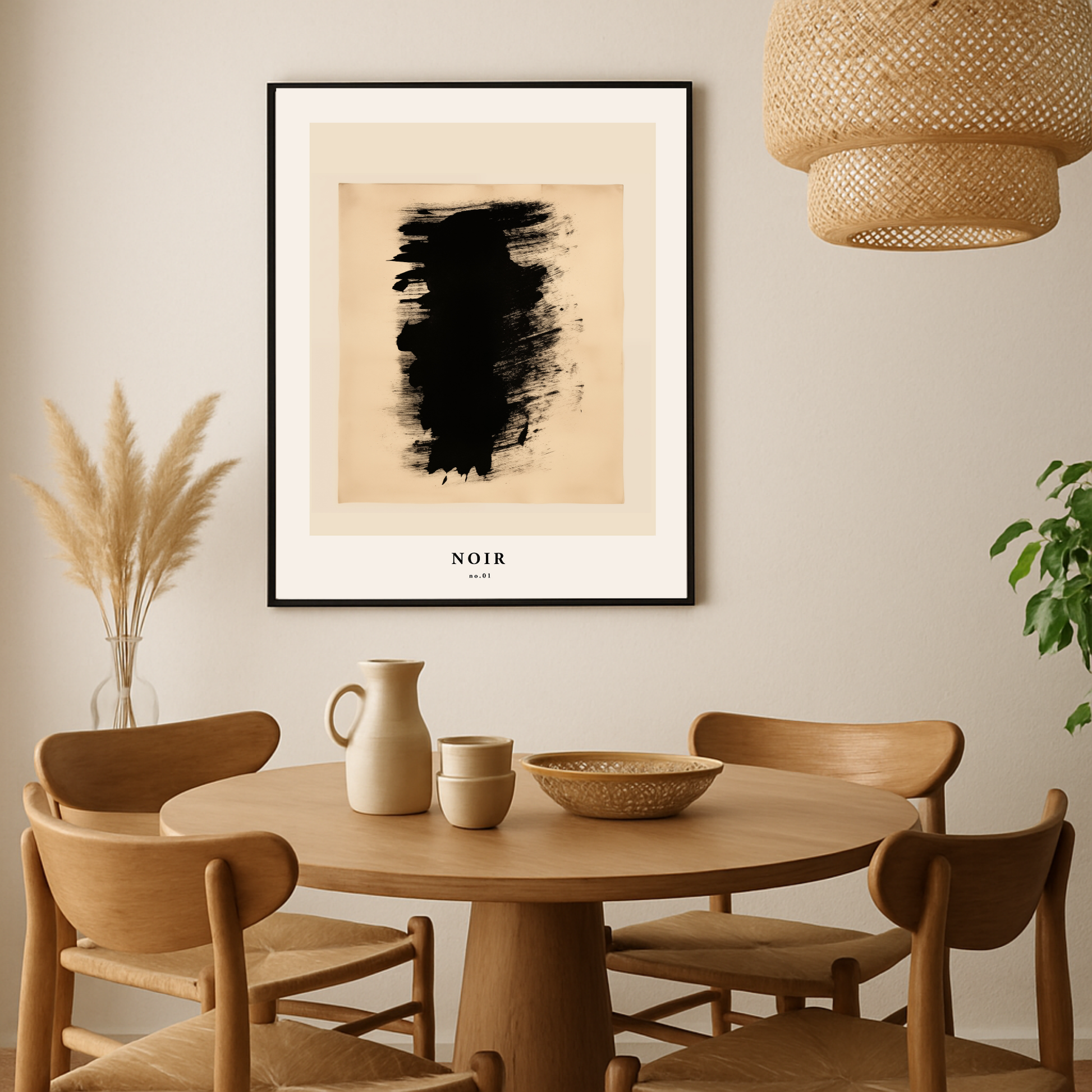 Monochrome Abstract Ink Splash Art Print