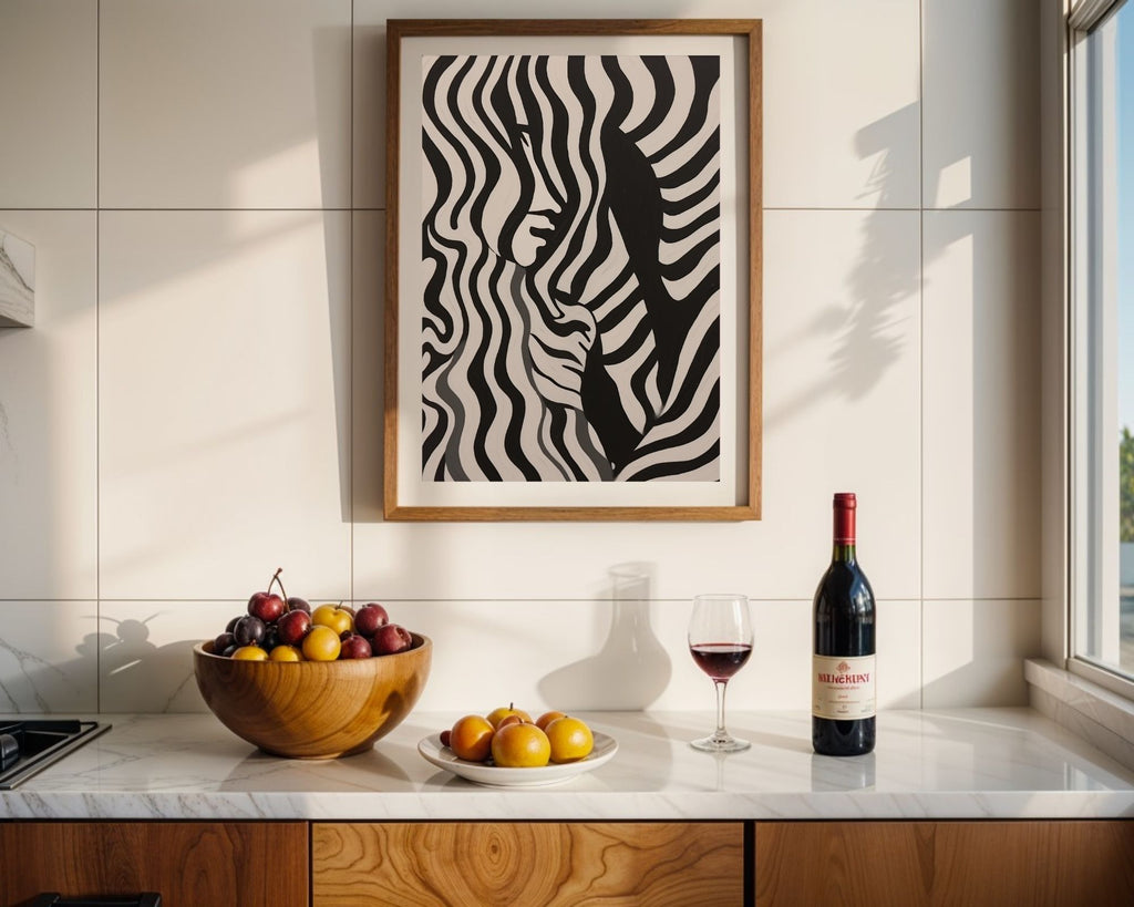 Monochrome Abstract Zebra Pattern Art Print