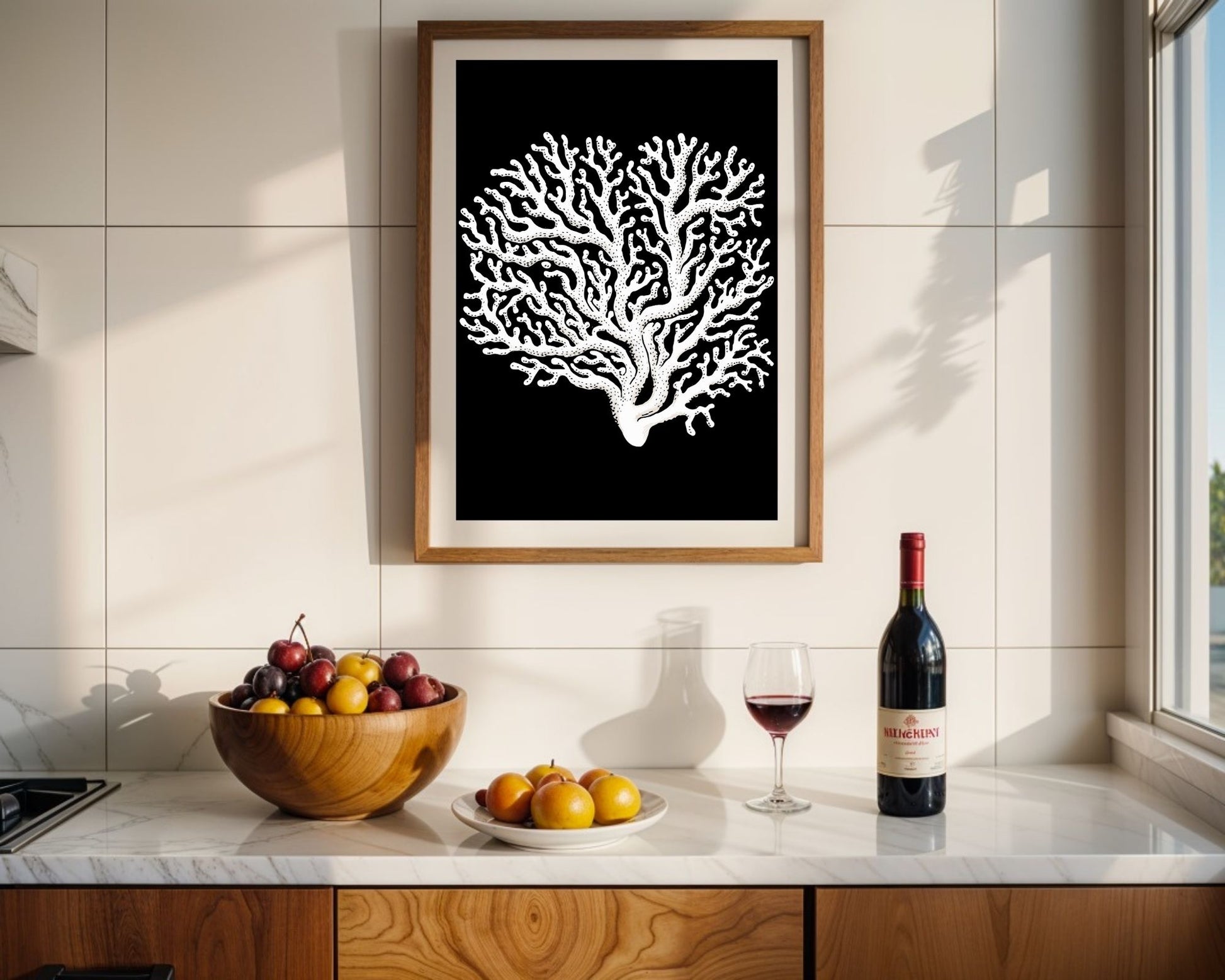 Monochrome Coral Illustration Art Print