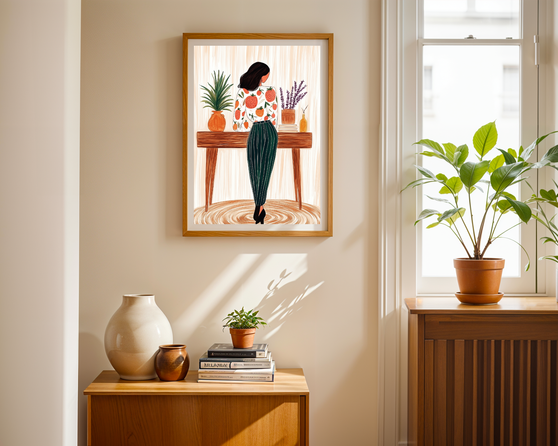 Chic Strawberry Dreams Woman Poster - Elegant Boho Home Decor for Fashion Lovers