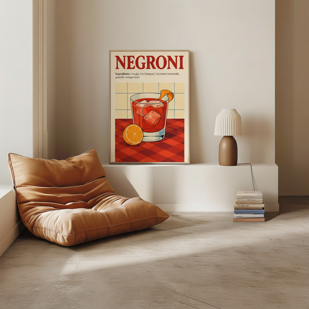 Cocktail Negroni Art Print Poster