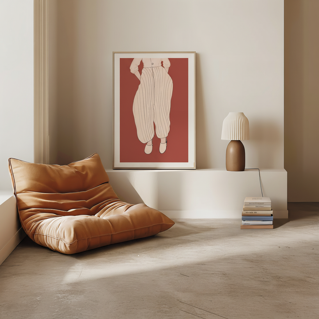 Minimalist Beige Outfit on Rust Poster