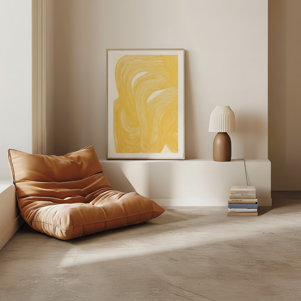 Abstract Golden Waves Art Poster - Modern Textured Wall Art in various sizes