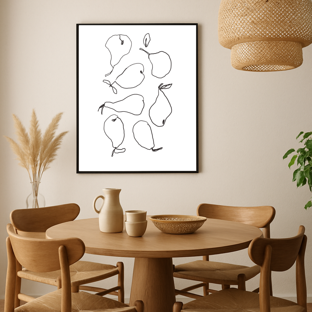 Minimalist Black Line Pears Art Print