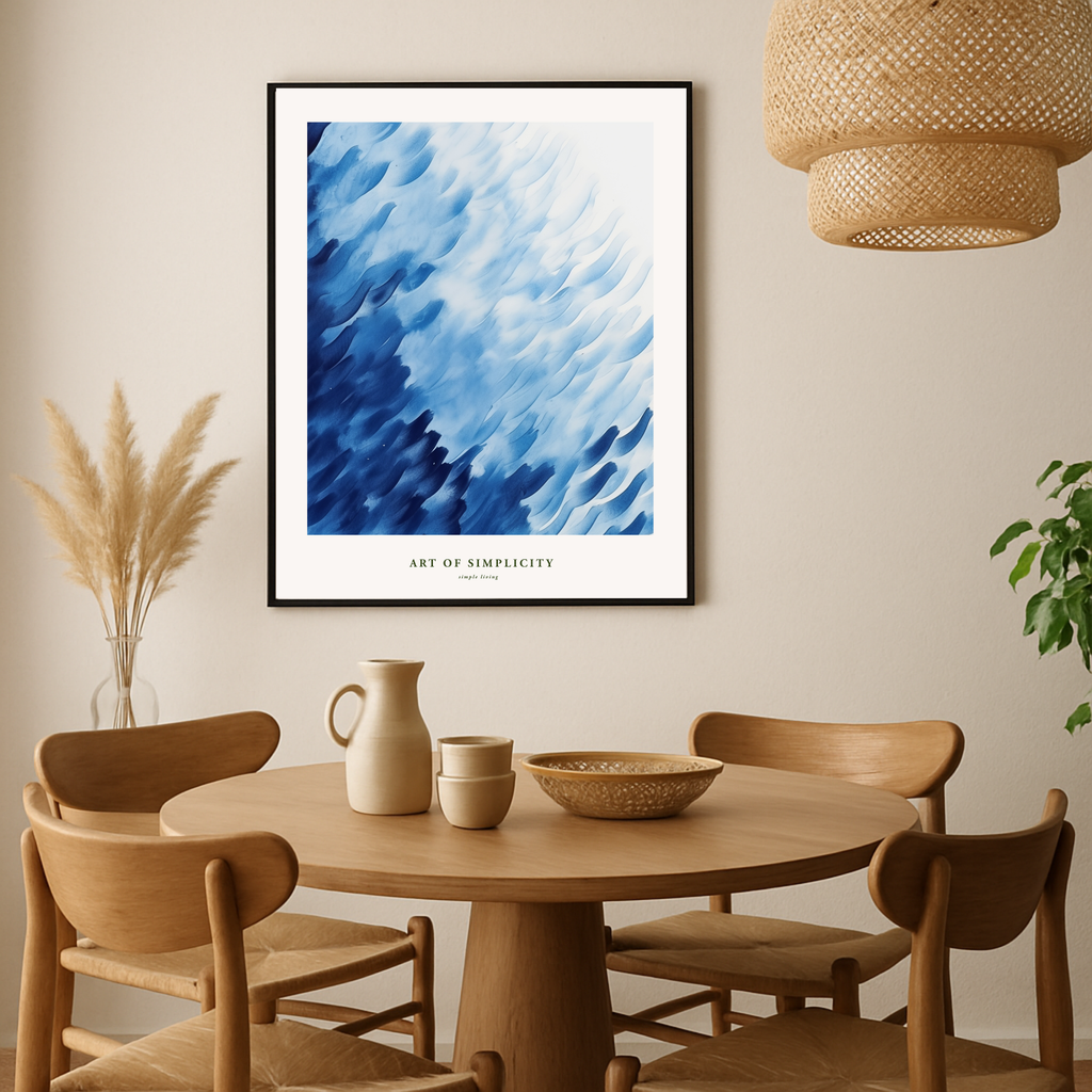 Abstract Blue Wave Pattern Art Print