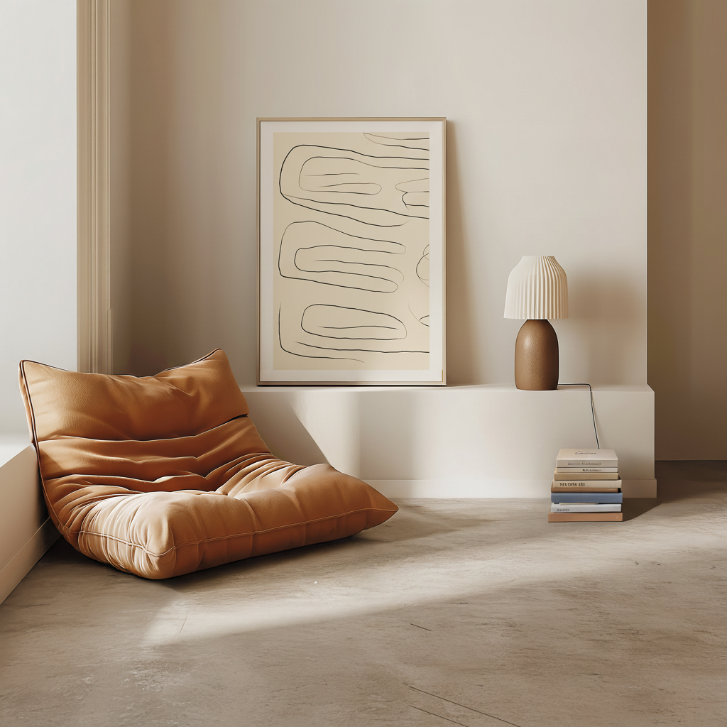 Minimalist Beige Line Art Abstract Poster