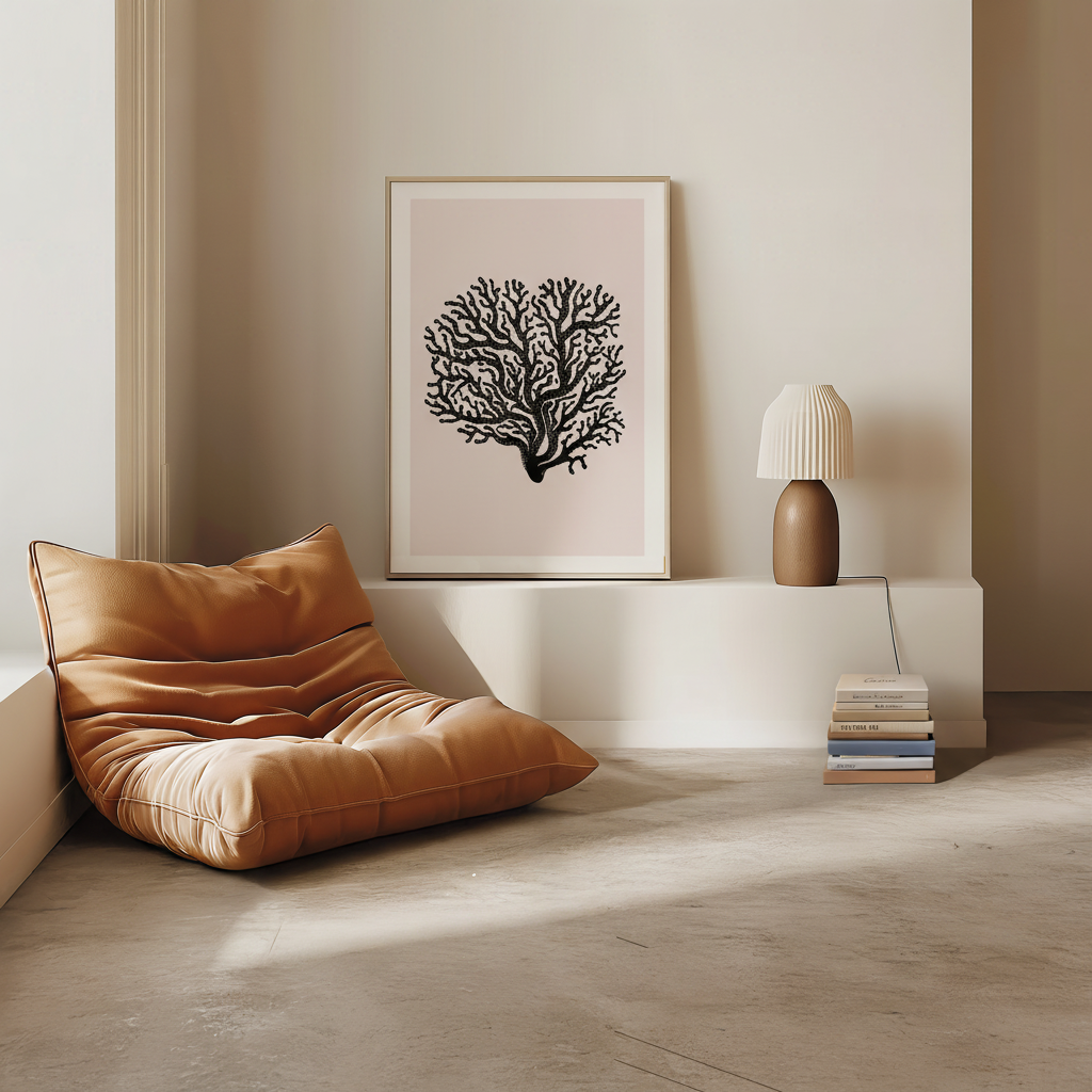 Monochrome Coral Illustration Art Print