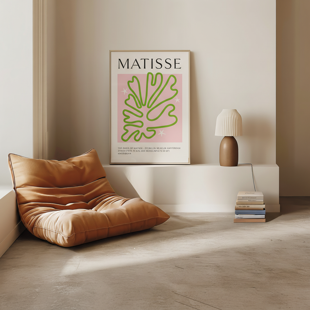 Matisse Inspired Green - Pink Art Print Poster