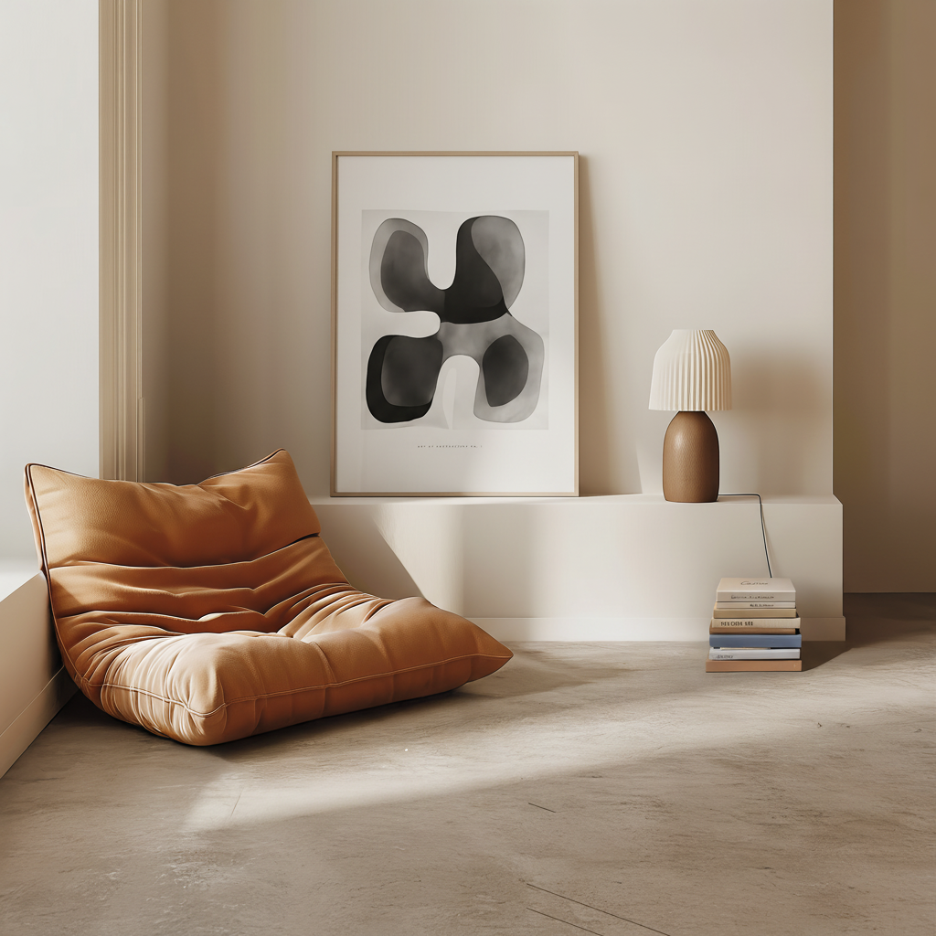 Monochrome Abstract Shapes Art Print